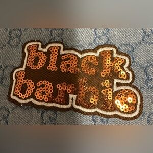 Black Barbie Sequin Iron on Patch
